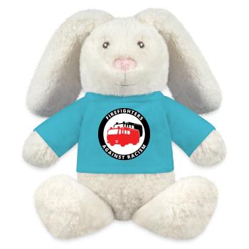Firefighters Against Racism Symbol - MiniFeet® RecycelHase® Creme - Atollblau - Vorne