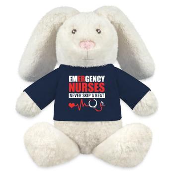 Infirmière d’urgence - Lapin en peluche recyclé MiniFeet® Crème - bleu marine - Devant