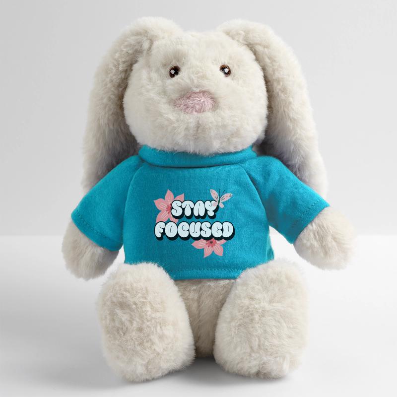 Restez concentré Affirmations positives Fleurs roses Lapin en peluche recyclé MiniFeet® Crème