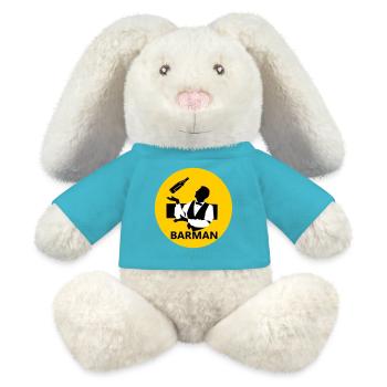 Barman - Lapin en peluche recyclé MiniFeet® Crème - bleu outremer - Devant