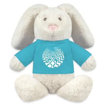 psychedelic waves - curvy sixties waves water - MiniFeet® RecycelHase® Bunny Cream - atoll blue - Front