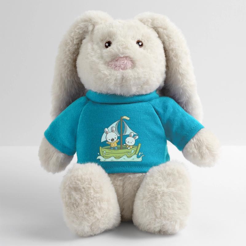 Zwei Hasen auf einem Boot MiniFeet® RecycelHase® Creme