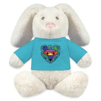 Shine Pride / LGBTQIA+ / pridedesigncontest2024 - MiniFeet® RecycelHase® Bunny Cream - atoll blue - Front