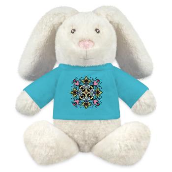 Bee Happy / Bee / Flower / Mandala / Love / Heart - MiniFeet® RecycelHase® Bunny Cream - atoll blue - Front
