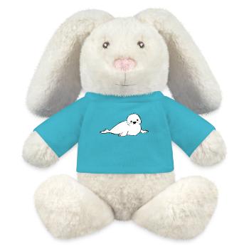 Robbe is dancing - MiniFeet® RecycelHase® Bunny Cream - atoll blue - Front