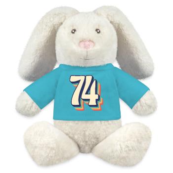 Vintage Retro T-Shirt Number 74 Seventy Four - MiniFeet® RecycelHase® Bunny Cream - atoll blue - Front