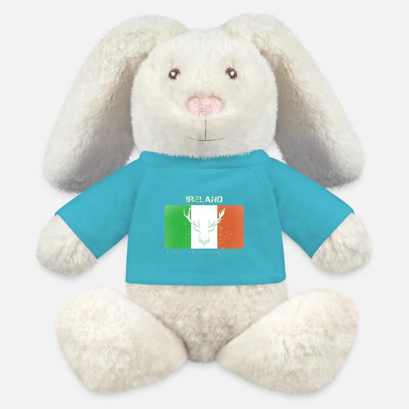 FAUNE ET DE LA FLORE D’IRLANDE Drapeau de l’Irlande - Lapin en peluche recyclé MiniFeet® Crème - bleu outremer