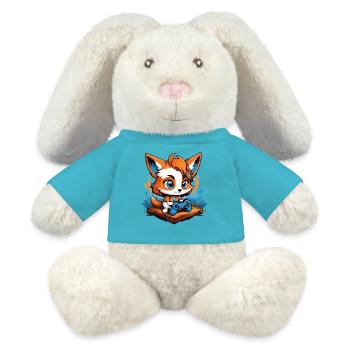 Gamer Schlauer Gaming Fuchs - MiniFeet® RecycelHase® Creme - Atollblau - Vorne