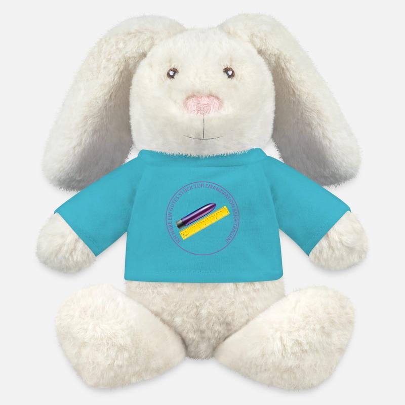 Emancipation / Vibromasseur Bo Graphic - Lapin en peluche recyclé MiniFeet® Crème - bleu outremer
