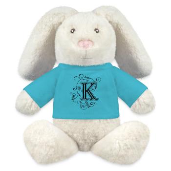Buchstabe-K-Verzierung - MiniFeet® RecycelHase® Creme - Atollblau - Vorne