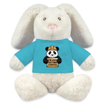 Je commence tout juste Panda - Lapin en peluche recyclé MiniFeet® Crème - bleu outremer - Devant