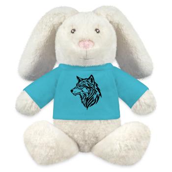 Wolf - tribal style - MiniFeet® RecycelHase® Bunny Cream - atoll blue - Front