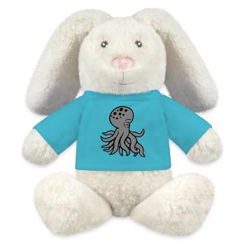 Octopus sleeps sad eyes closed tired cute - MiniFeet® RecycelHase® Bunny Cream - atoll blue - Front