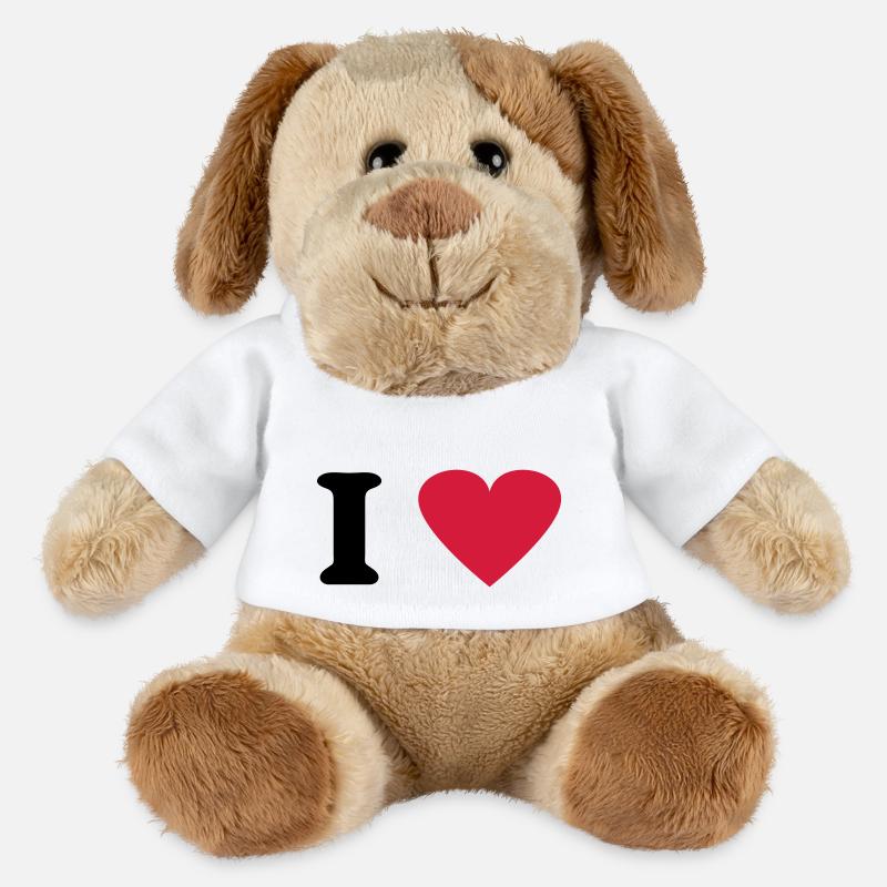 I Love - Chien en peluche Helge MiniFeet® - blanc