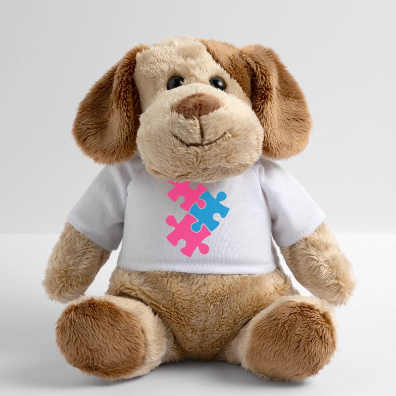 three jigsaw pieces fitting in two colour cute MiniFeet® Dog Helge