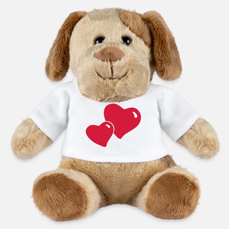 Herz, 2 Herzen, romantisch, Liebe, Valentinstag - MiniFeet® Hund Helge - Weiß