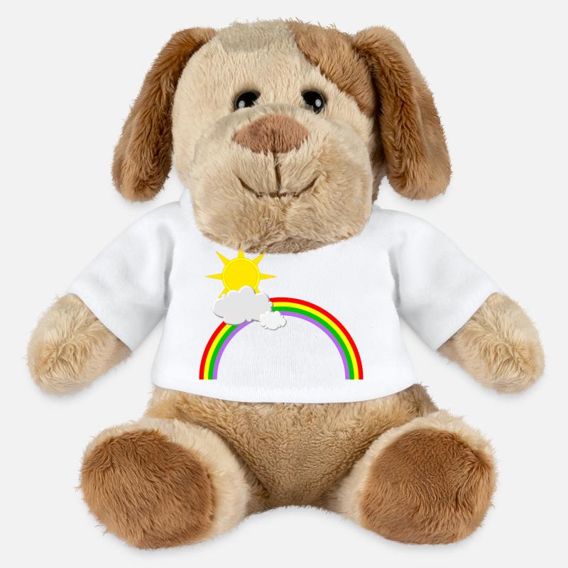 Regenbogen, Sonne, Wolken - MiniFeet® Hund Helge - Weiß