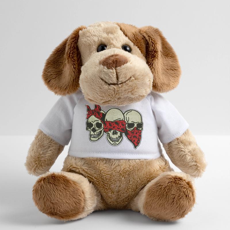 Trois crânes avec un masque oculaire rouge / Trois crânes Chien en peluche Helge MiniFeet®