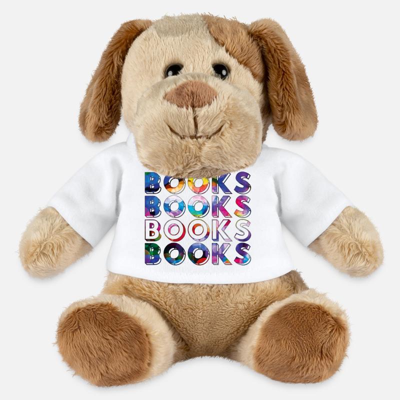 Bücher, Bücher, Bücher, Bücher bunt - MiniFeet® Hund Helge - Weiß