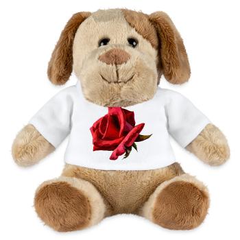 Rose rouge Polyart - Chien en peluche Helge MiniFeet® - blanc - Devant