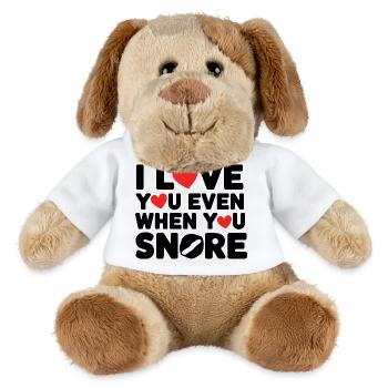 Je t’aime même quand tu ronfles - Chien en peluche Helge MiniFeet® - blanc - Devant