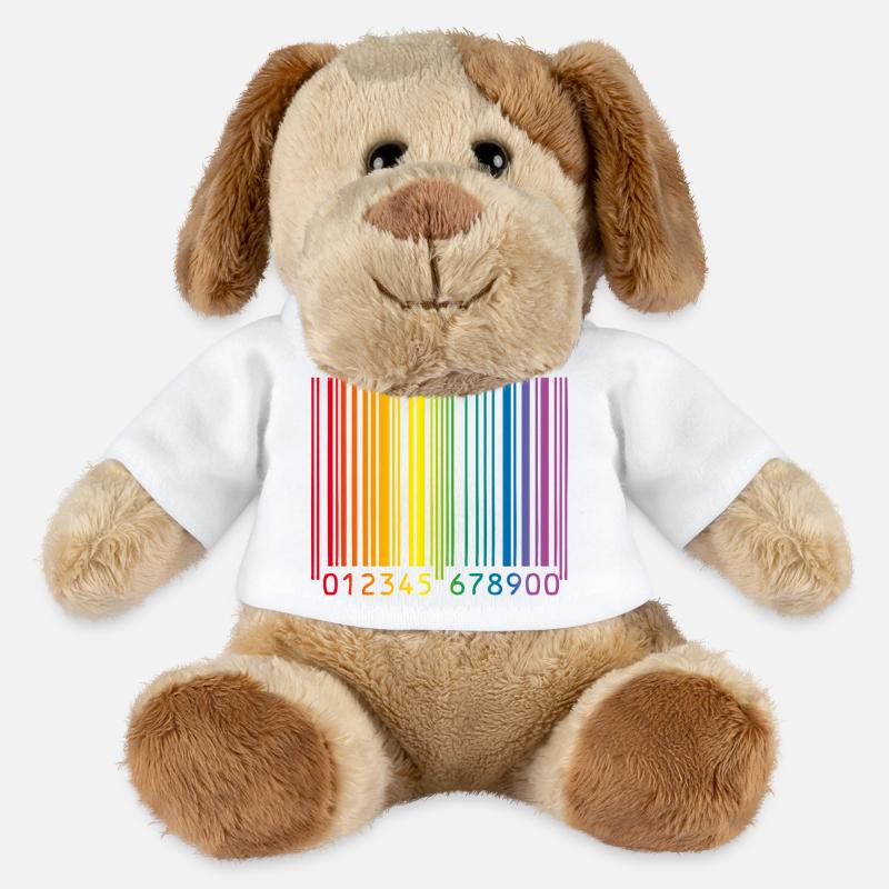 Code-barres gay - Chien en peluche Helge MiniFeet® - blanc