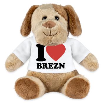 J’aime les bretzels - Coeur - Bretzel - Chien en peluche Helge MiniFeet® - blanc - Devant