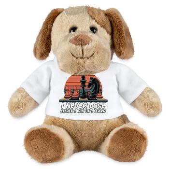 Schach Spruch - Ich verliere nie - MiniFeet® Hund Helge - Weiß - Vorne
