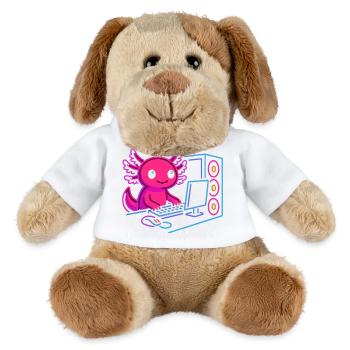 Axolotl Gamer Neon Style Gaming PC Design - MiniFeet® Dog Helge - white - Front