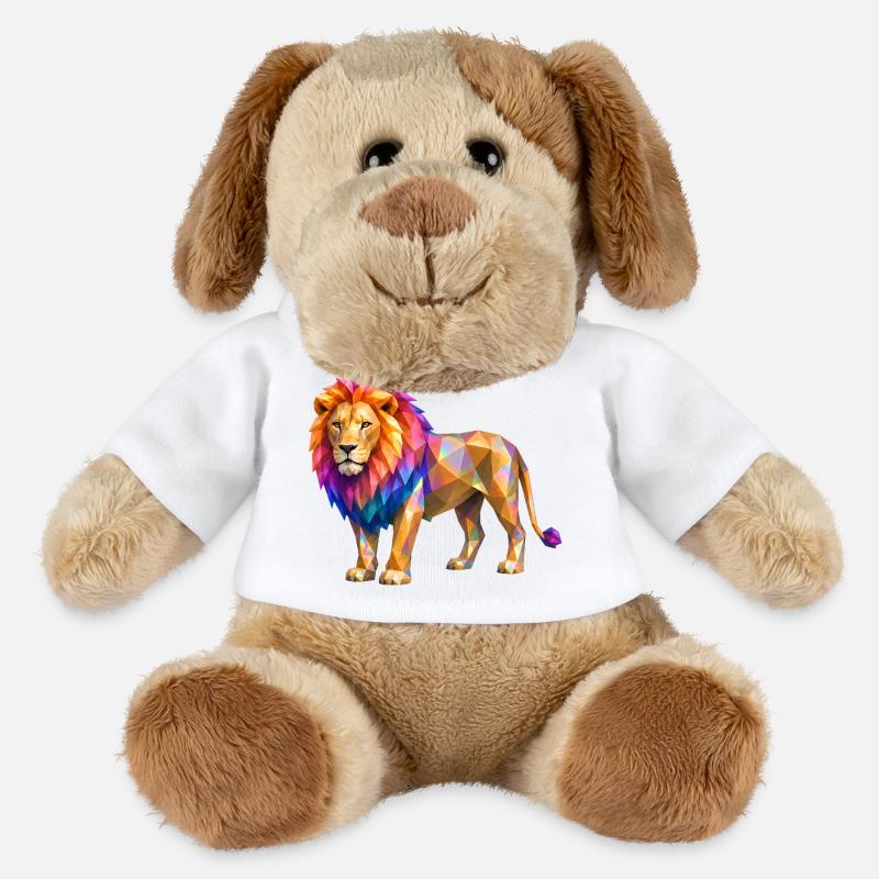 Explosion de couleur de lion polygonal - Chien en peluche Helge MiniFeet® - blanc