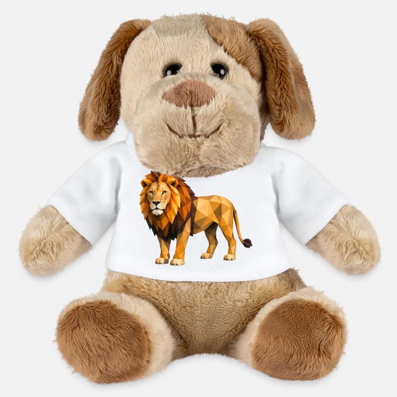 Low Poly Löwe Gelb Orange - MiniFeet® Hund Helge - Weiß