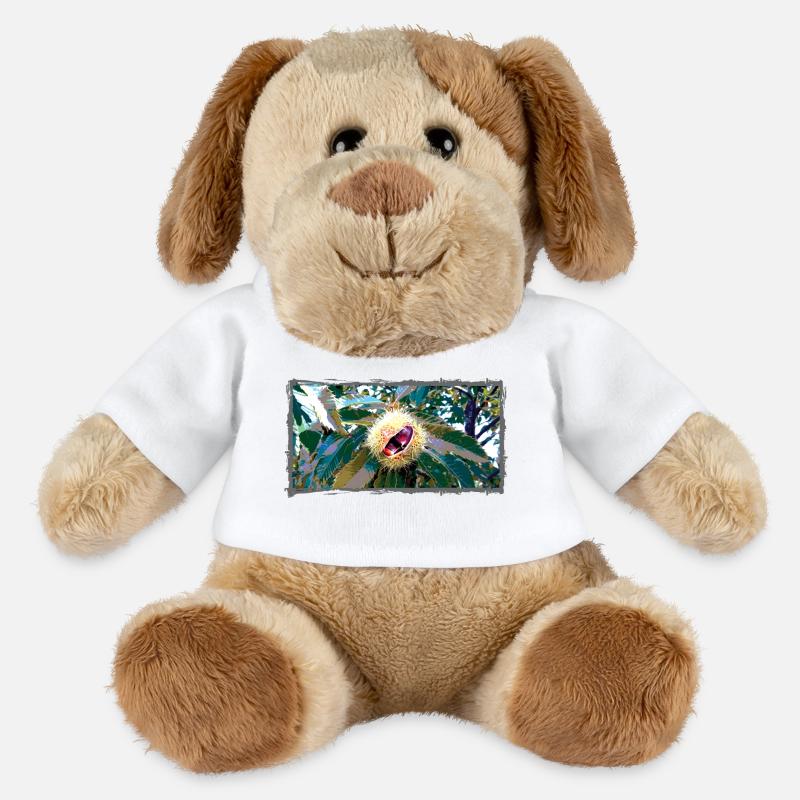 Chestnut in pointed leaf design - MiniFeet® Dog Helge - white