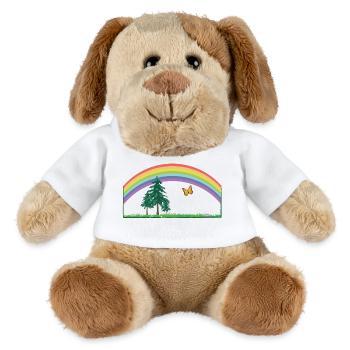 Arc-en-ciel arc-en-ciel avec prairie et papillon - Chien en peluche Helge MiniFeet® - blanc - Devant