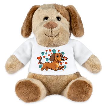 Fröhlicher Dackel Herz-Pfoten - MiniFeet® Hund Helge - Weiß - Vorne