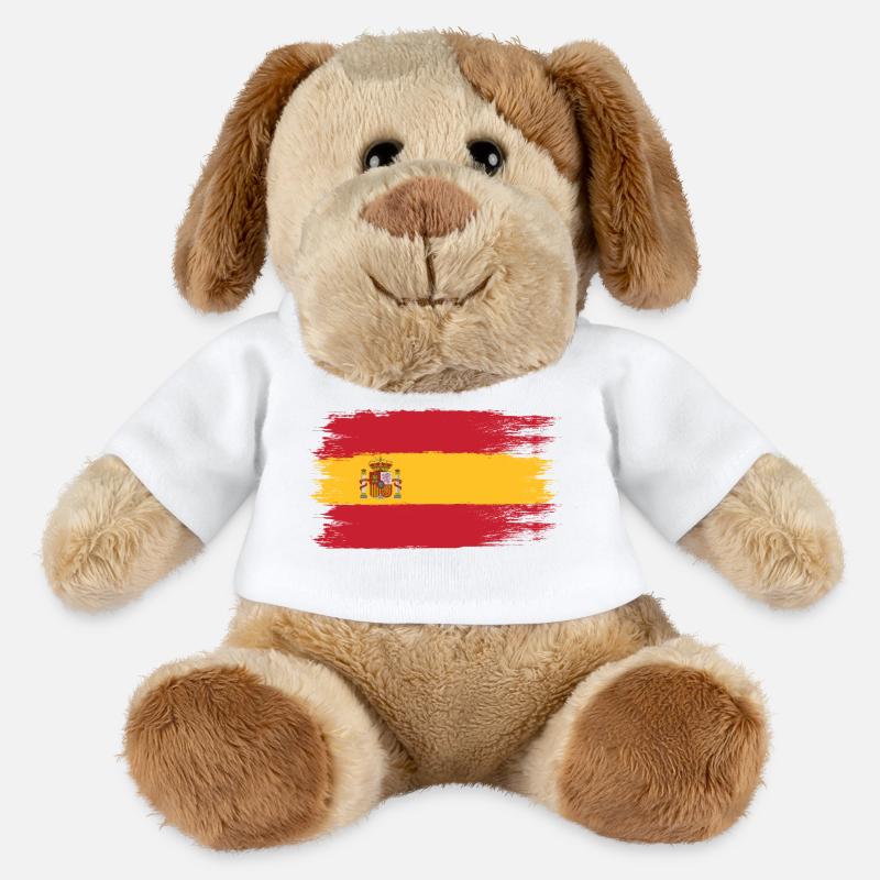 Drapeau espagnol, Viva Spain, symbole d’unité - Chien en peluche Helge MiniFeet® - blanc
