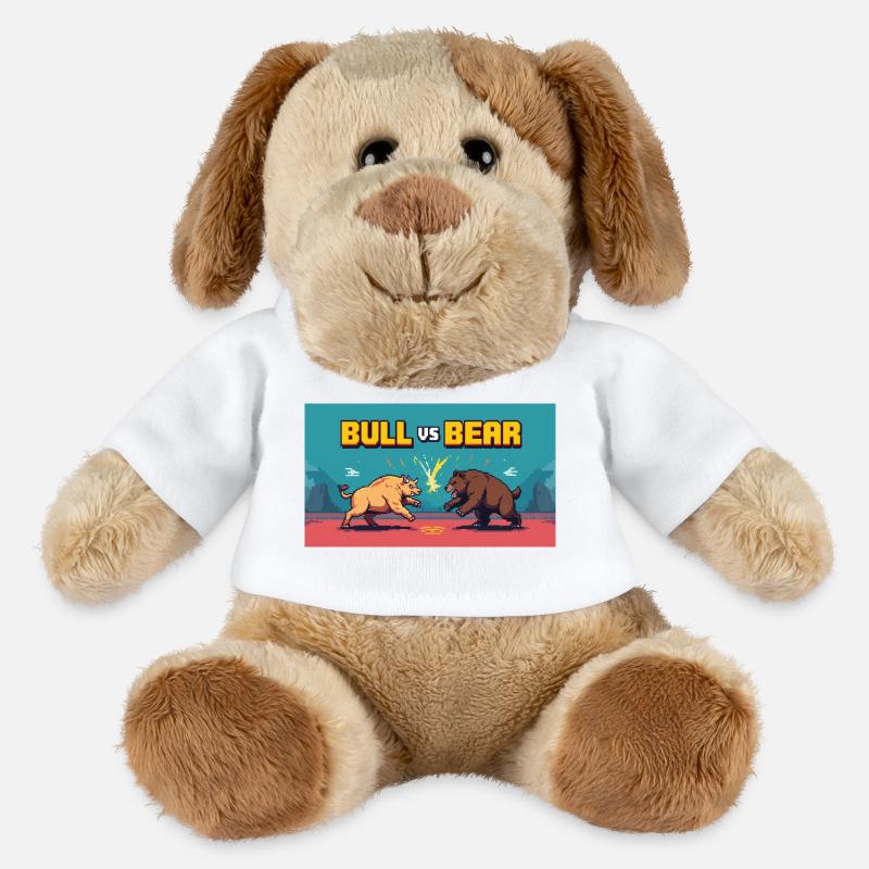 Pixel Art Kampf Stier gegen Bär - MiniFeet® Hund Helge - Weiß