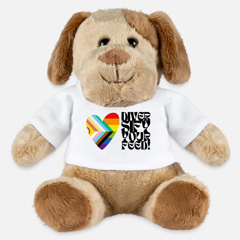 🌈♿ Diversify Your Feed –Progress Pride&Disability - MiniFeet® Hund Helge - Weiß