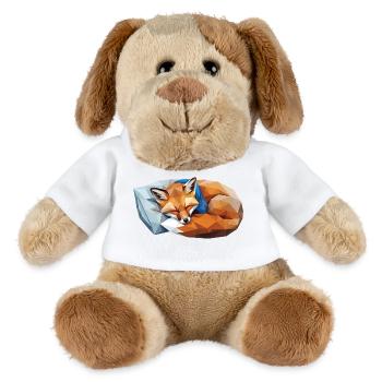 Schlafender Fuchs im Polygonstil - MiniFeet® Hund Helge - Weiß - Vorne