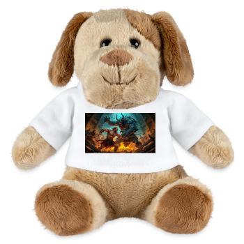 Beowulf kämpft nachts gegen das Monster Grendel - MiniFeet® Hund Helge - Weiß - Vorne