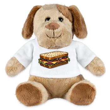Cartoon Käse-Sandwich Illustration - MiniFeet® Hund Helge - Weiß - Vorne