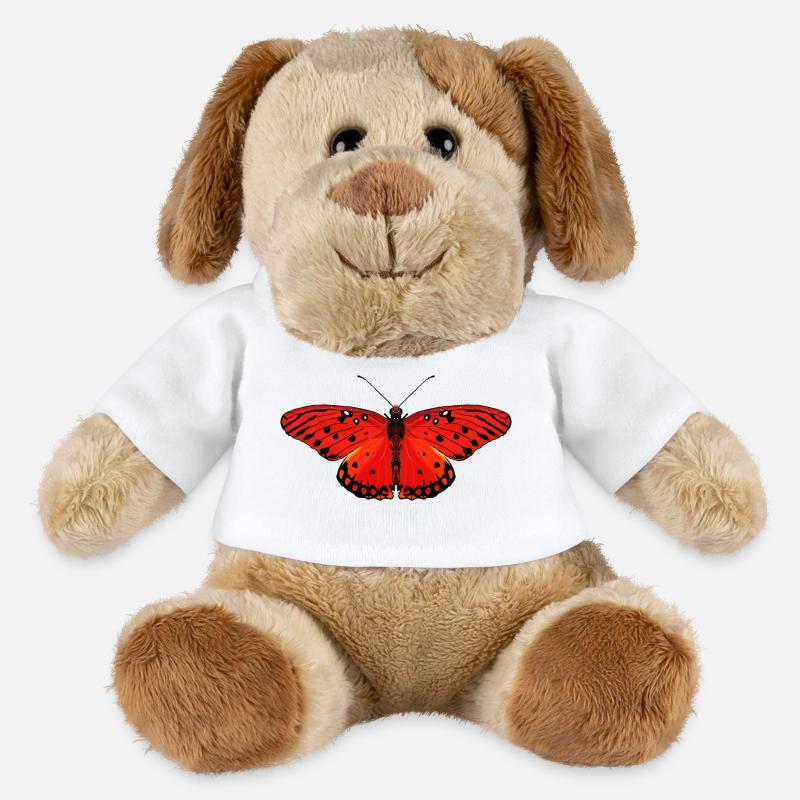 Fiery red butterfly - MiniFeet® Dog Helge - white