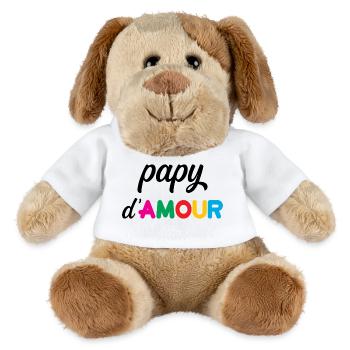 Papy d’amour – coeur famille bonheur souvenir  - Chien en peluche Helge MiniFeet® - blanc - Devant