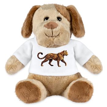 Ornamentierter Leopard Tribal Floral Muster Motiv - MiniFeet® Hund Helge - Weiß - Vorne