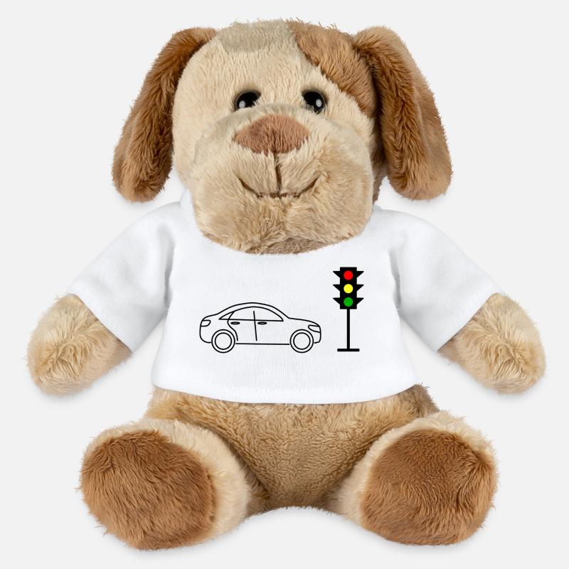 Feux de circulation avec voitures - Chien en peluche Helge MiniFeet® - blanc