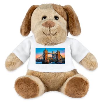 Tower Bridge Sonnenuntergang Druck - MiniFeet® Hund Helge - Weiß - Vorne