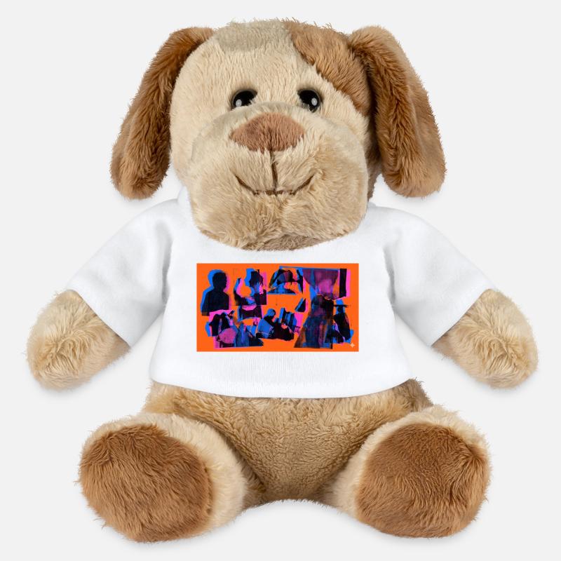 Collage Pop Silhouettes - Chien en peluche Helge MiniFeet® - blanc