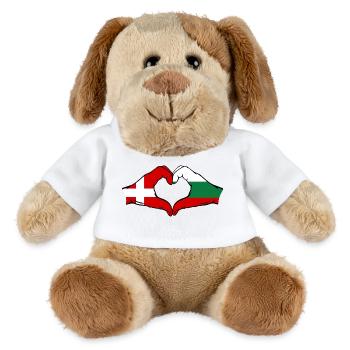 Denmark Bulgaria Heart Shape with Hands - MiniFeet® Dog Helge - white - Front