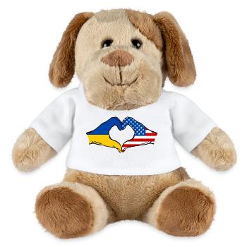 Ukraine USA Forme de coeur avec les mains - Chien en peluche Helge MiniFeet® - blanc - Devant
