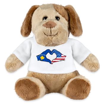 Kosovo USA Flagge Hände Herzform used - MiniFeet® Hund Helge - Weiß - Vorne