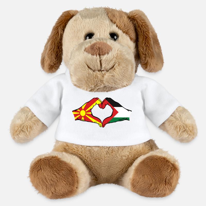 Macédoine Palestine Drapeau Mains Coeur Forme - Chien en peluche Helge MiniFeet® - blanc